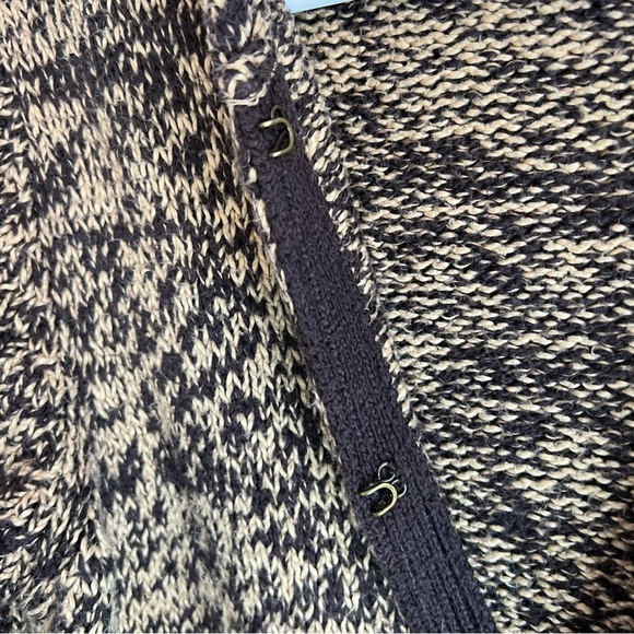 J Crew Brown Black Mix Cardigan Longline Sailor Collar Sz M Thick Warm Basic - Picture 6 of 9